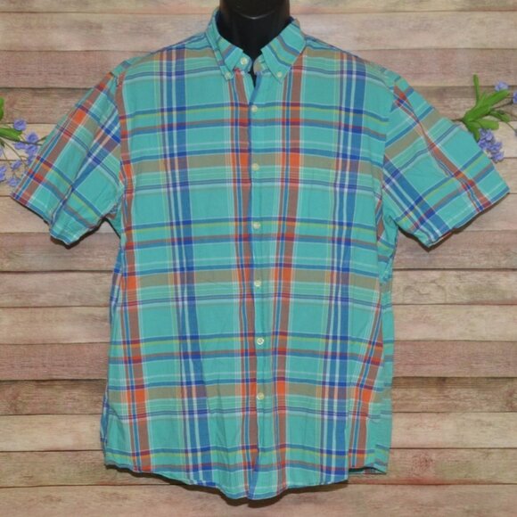 Vintage Saddlebred Authentic Madras Plaid Shirt Button Down Men's L Preppy - Picture 1 of 7